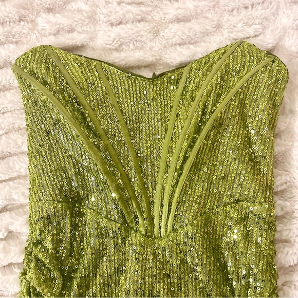 Hello Molly Accented Times Green Sequin Strapless Corset Mini Dress - Picture 5 of 7